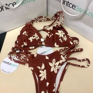 Montce Swim Chocolate Floral Braided Set, S
